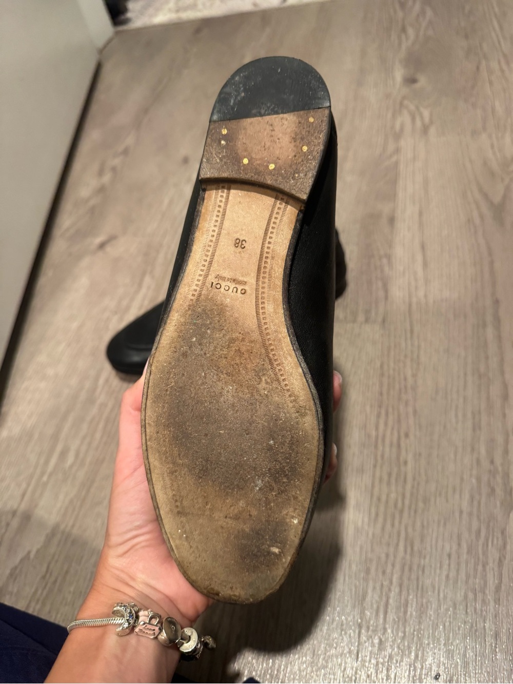 Gucci Black Leather Slip-On Loafers with Gold Bit Hardware - Picture 4 of 5